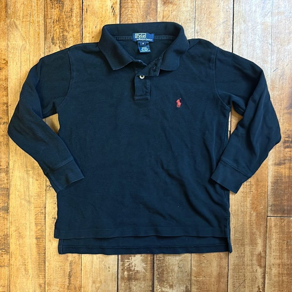 Polo Ralph Lauren Shirt 8 Black Long Sleeve Polo Shirt Cotton Spring Neutral